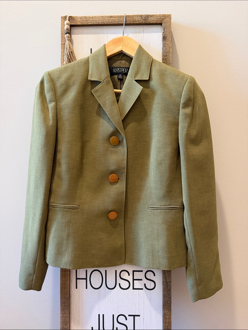 Kasper Olive Green Three-Button Women's Blazer
